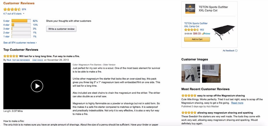 Jede Menge positives Feedback. (Screenshot: Amazon)