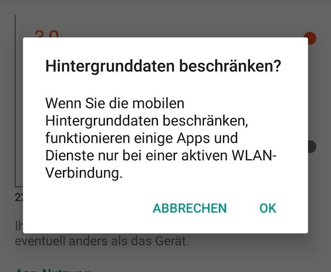 Unter Android könnt ihr in den Einstelullngen zum Datenverbrauch auch die mobilen Hintergrund-Daten beschränken. (Bild: t3n)