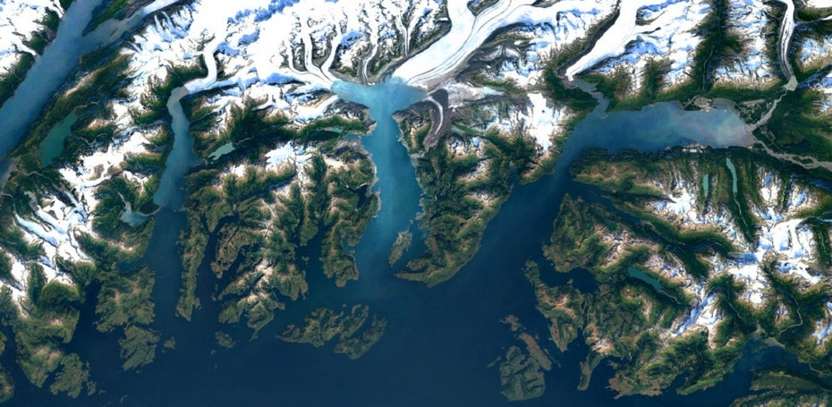 Google Maps: Der Columbia Gletscher in Alaska. (Bild: Google)