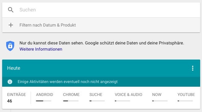 Mit Meine Aktivitäten gibt Google euch mehr Kontrolle über eure Daten. (Bild: Google; t3n)