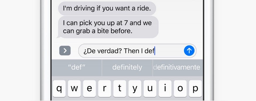 Manchmal sind es die kleinen Dinge: Unter iOS 10 könnt ihr in einem Test in zwei Sprachen schreiben, ohne das Keyboard zu wechseln. (Bild: Apple)