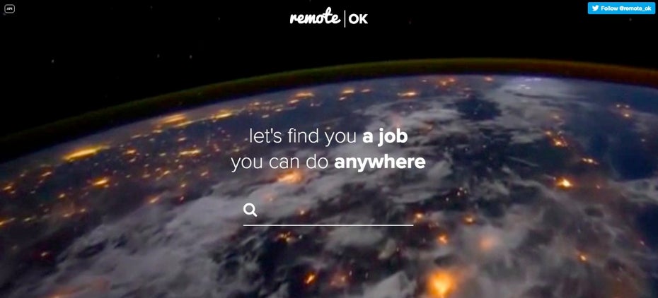 Remote-Jobs: Die Macher von Remote OK betreiben auch Nomadlist. (Screenshot: remoteok.io)