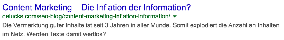 Ein Beispiel für eine ansprechende Vorschau (Snippet) in den Suchergebnissen von Google. (Screenshot: Google)