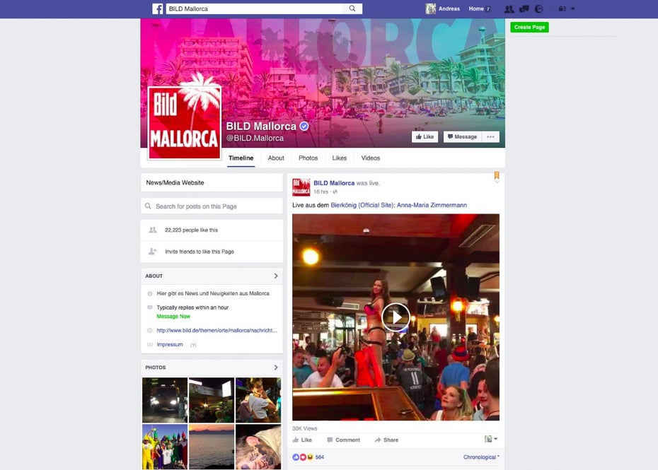 Facebook-Fanpages wie „BILD Mallorca“ richten sich konkret an spezielle Communities. (Screenshot: t3n.de)