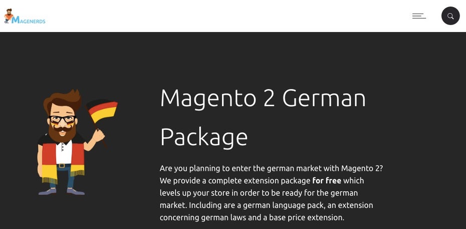 Ein Packager aus Extensions um Magento 2 in Deutschland rechtssicher zu betreiben verspricht Magennerds. (Screenshot: Magenerds)
