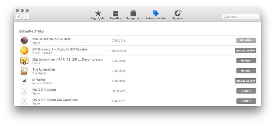 Der Download der Public Beta findet über den Mac-App-Store statt. (Screenshot: t3n)