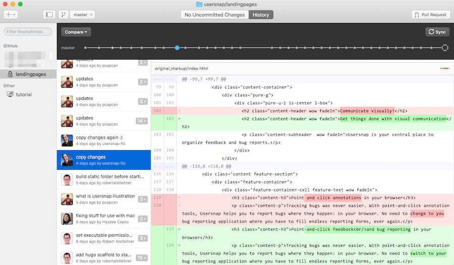 Die Einrichtung von Git-Repositories ist natürlich nicht schwer. (Screenshot: Usersnap)