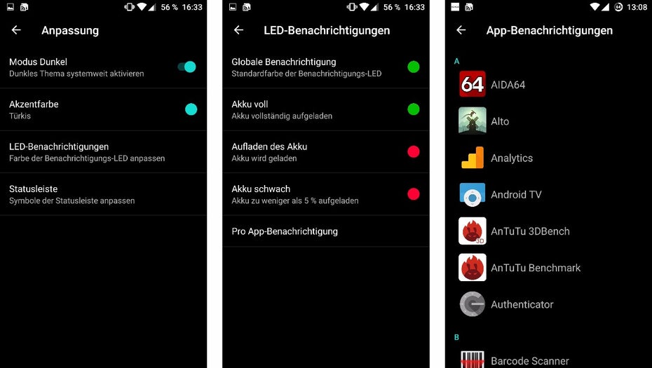 Mit OxygenOS 3 könnt ihr das LED-Licht selbst ein wenig kontrollieren. (Bild: t3n)