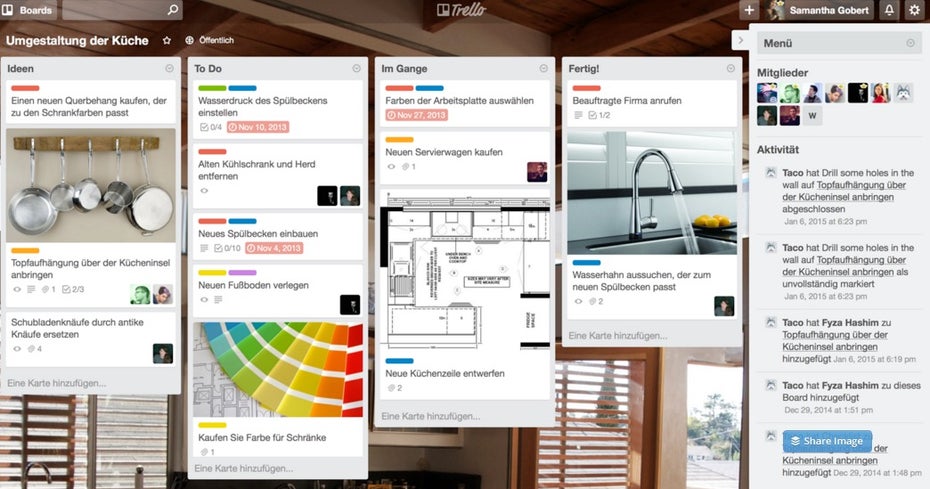 Visuelle Organisation am Beispiel von Trello. (Screenshot: Trello)