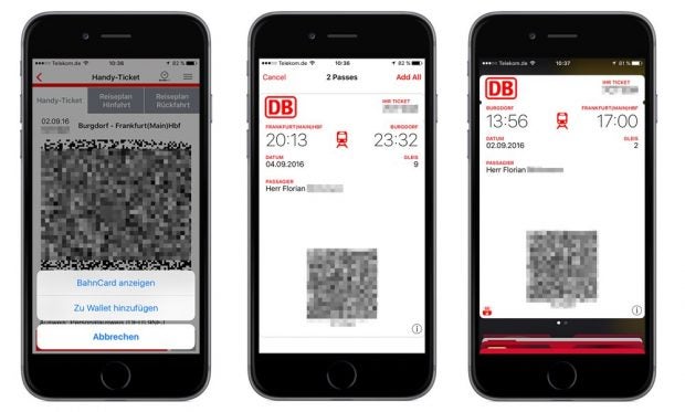 Einzelne Fahrkarten der Deutschen Bahn können nun ins Apple Wallet geladen werden. (Quelle: t3n)