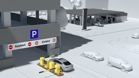 Ein weiterer Bestandteil der Car-to-X-Kommunikation: bargeldloses Bezahlen – beispielsweise in Parkhäusern. (Bild Audi)