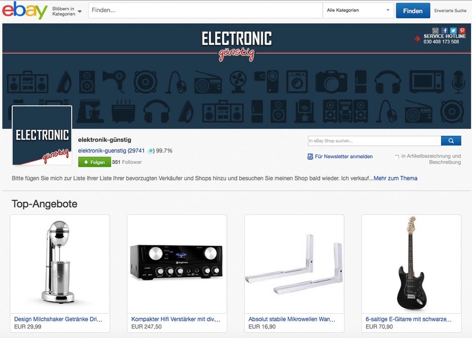 EIn weiterer Chal-Tec eBay-Account: Elektronik guenstiger. (Screenshot: eBay)