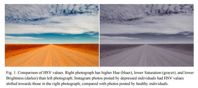 Forscher haben einen Algorithmus entwickelt, der Depressionen anhand von Instagram-Fotos erkennt. (Grafik: Andrew G. Reece, Christopher M. Danforth)