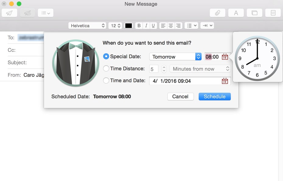 Mails erstellen und an einem gewählten Datum automatisch verschicken. (Screenshot: Mailbutler)