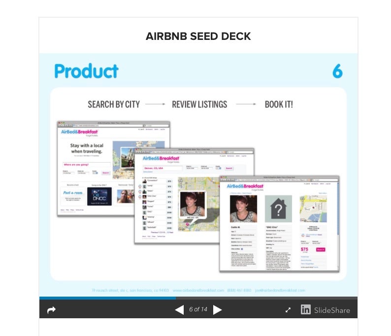 Pitchdecks: So gestaltete Airbnb seine Folien. (Screenshot: Attach/Airbnb)
