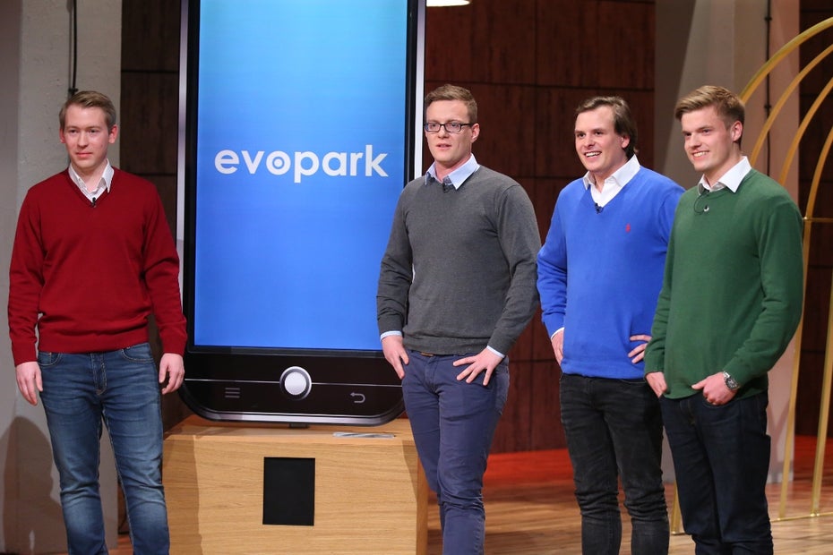 Die Evopark-Gründer bei DHDL. (Foto: TVNOW / Bernd-Michael Maurer)