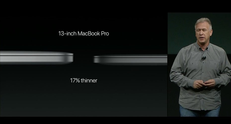 Das 13-Zoll-Modell ist20 Prozent dünner als der alte Modell. (Bild: Apple)