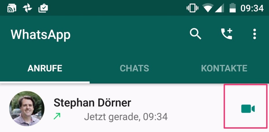 Nach dem ersten Videoanruf kann der Kontakt über den Videobutton in der Anruf-Übersicht direkt per Video angechattet werden. (Bild: t3n) 