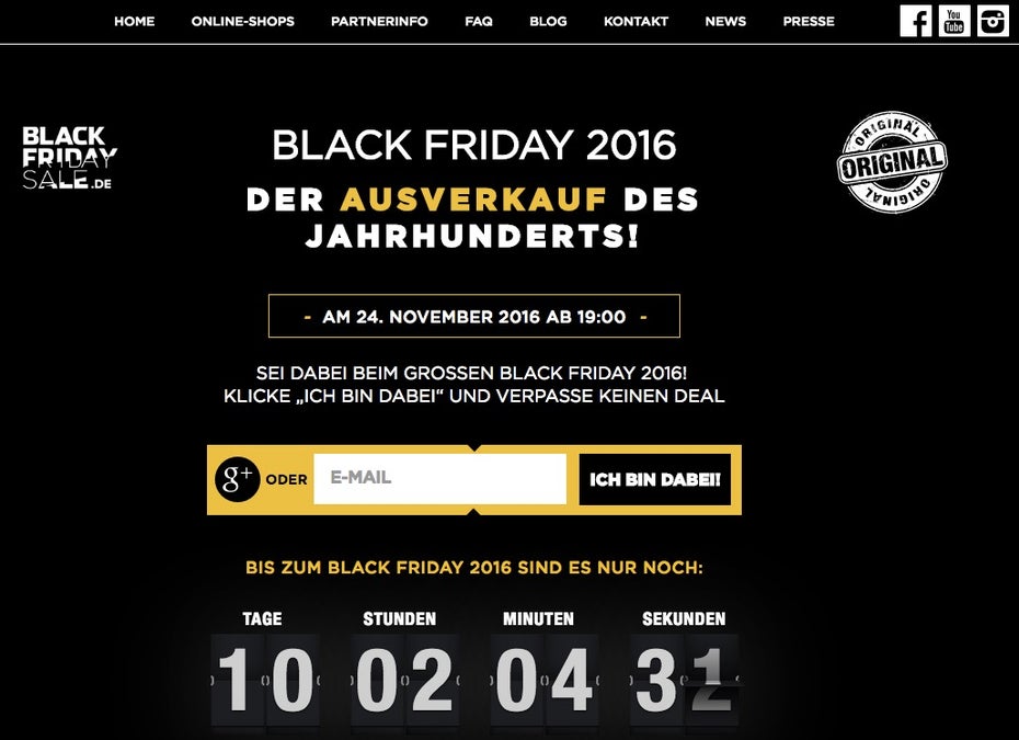 (Screenshot: Blackfridaysale.de)