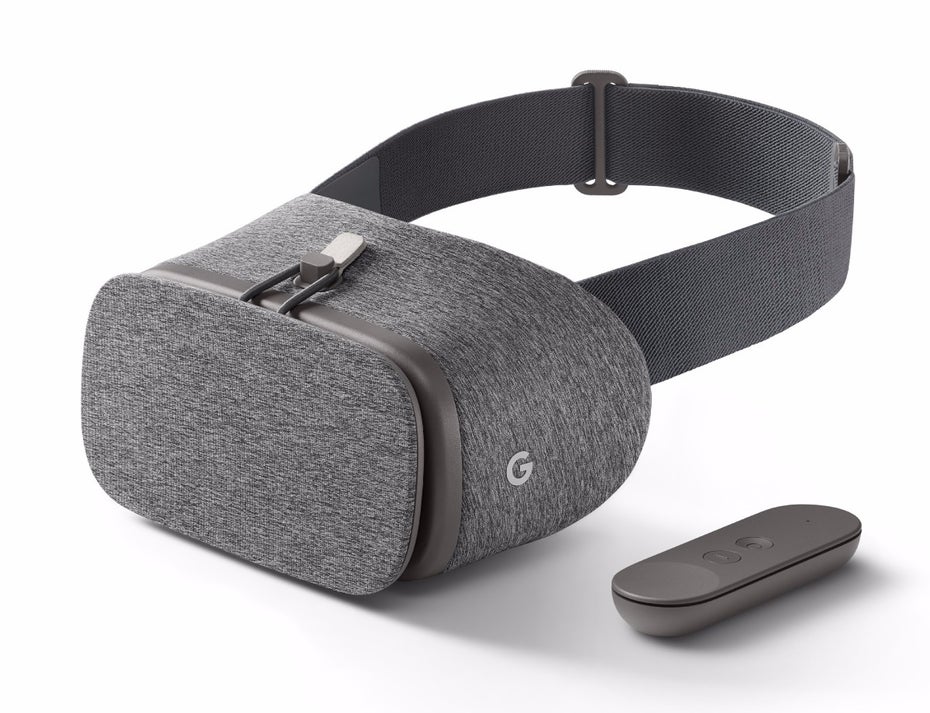 In Deutschland bislang nur in Grau erhältlich: die Daydream View mitsamt Remote. (Bild: Google)