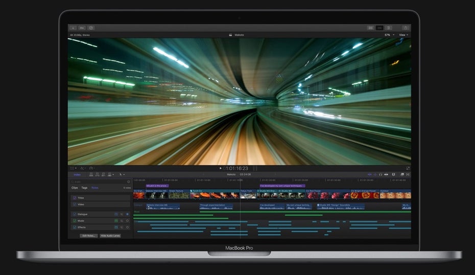 Je nach verwendeter Software ändern sich die auf der Touch Bar angezeigten Funktionen. (Foto: Apple)