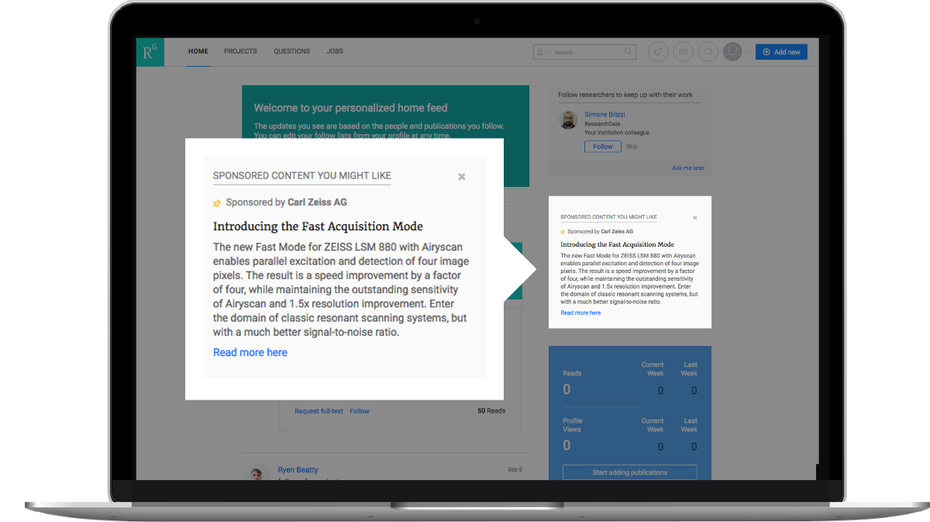 So sollen die Werbeanzeigen bei Researchgate in Zukunft aussehen. (Bild: Researchgate)