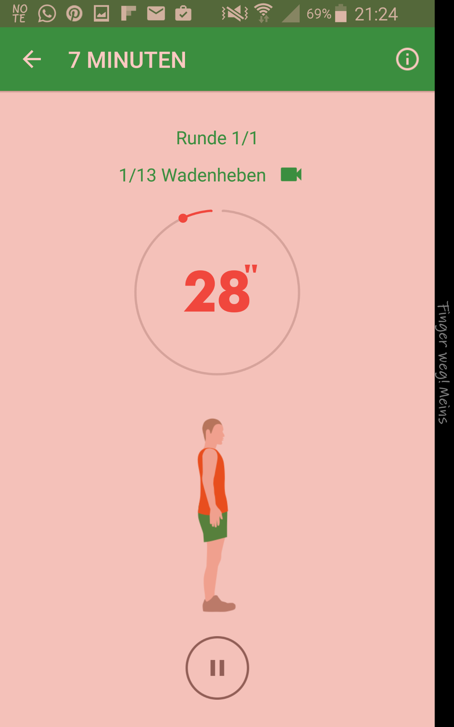 Apps für die Mittagspause - 7 Minuten: Schneller trainieren geht nicht (Screenshot: 7-Minuten-Training)