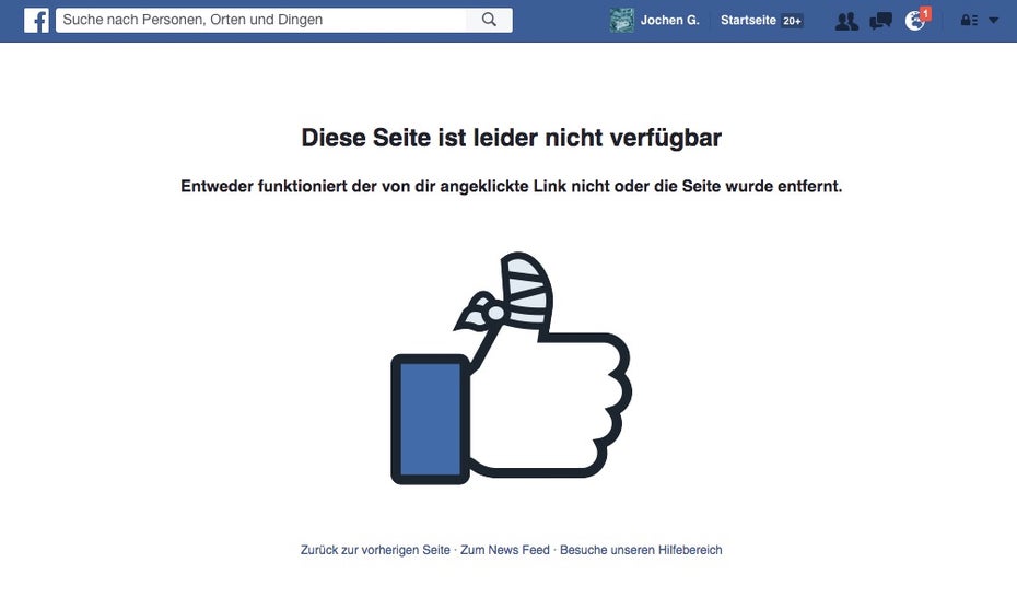 Die Facebook-Seite Galls ist nicht mehr erreichbar,der Markeninhaber Super Union Holdings Limited hat diese löschen lassen. (Screenshot: Facebook)