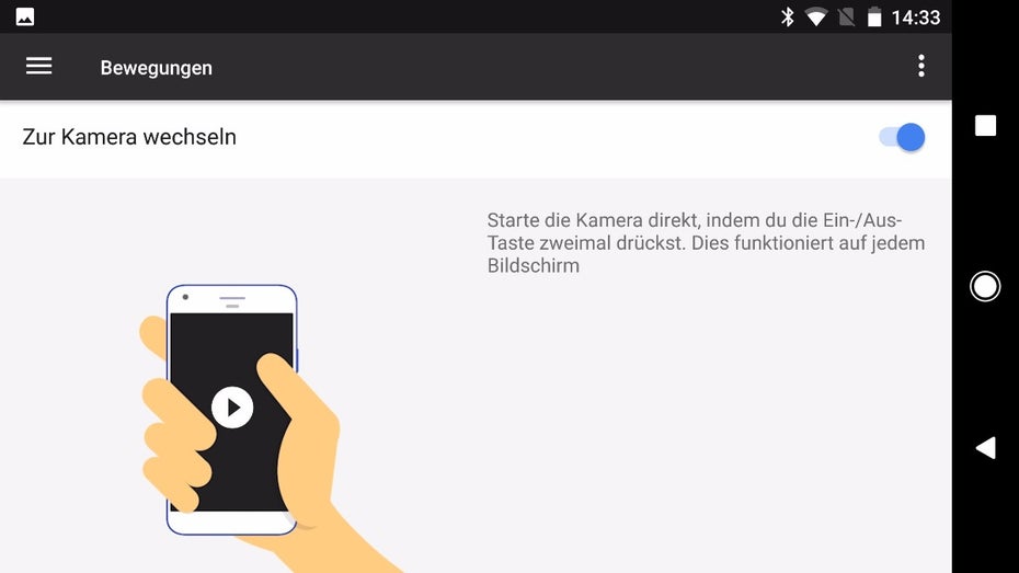 Ein Doppelklick auf den Powerbutton genügt, um die Kamera zu aktivieren. (Bild: t3n)