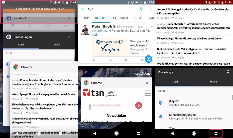 Leider sind noch nicht alle Apps mit der Multi-Window-Funktion von Android 7.0 Nougat kompatibel. (Bild: t3n)