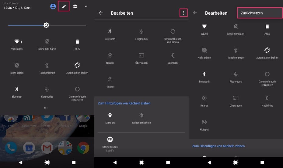 Auf dem Pixel könnt ihr blitzschnell die Schnelleinstellungen, auch bekannt als Quick-Settings, bearbeiten. (Bild: t3n)