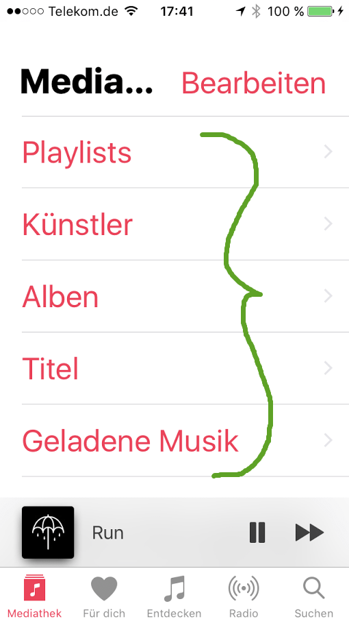 Apple Music: offene Listen (Screenshot: t3n)