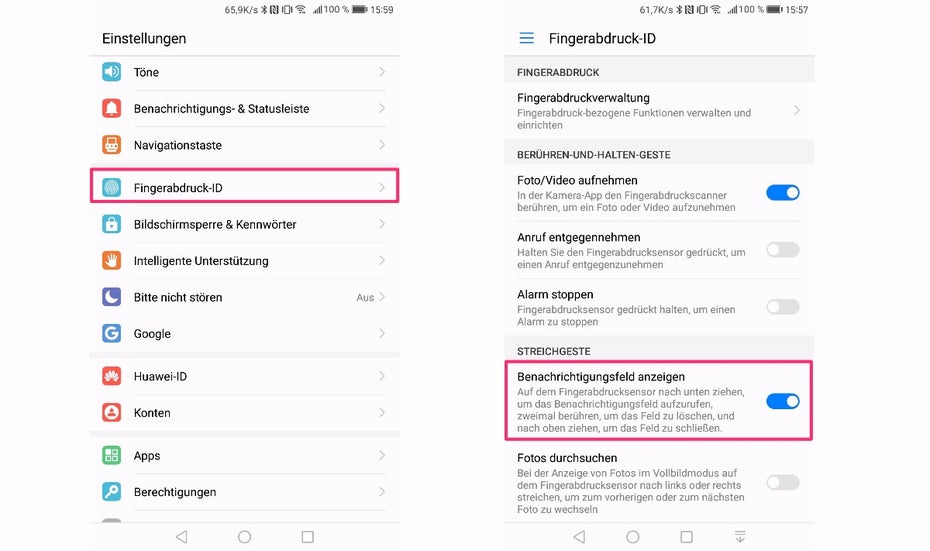 Mit dem Fingerabdruckscanner des Huawei Mate 9 könnt ihr auch mehr als nur das Gerät entsperren. (Bild: t3n)