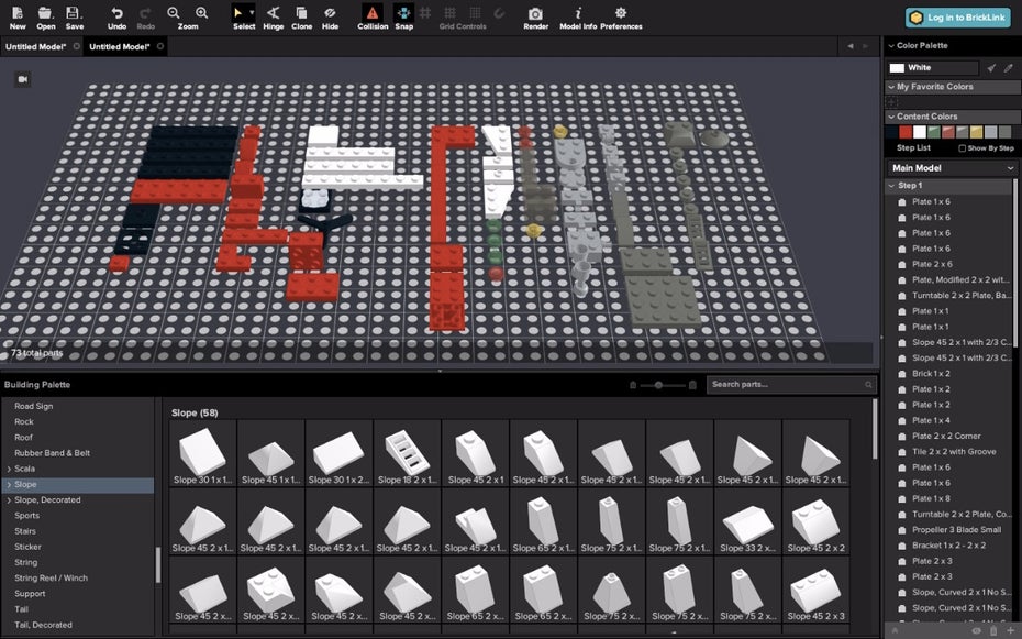 Stud.io hilft bei der Planung komplexer Lego-Kreationen. (Screenshot: Stud.io)