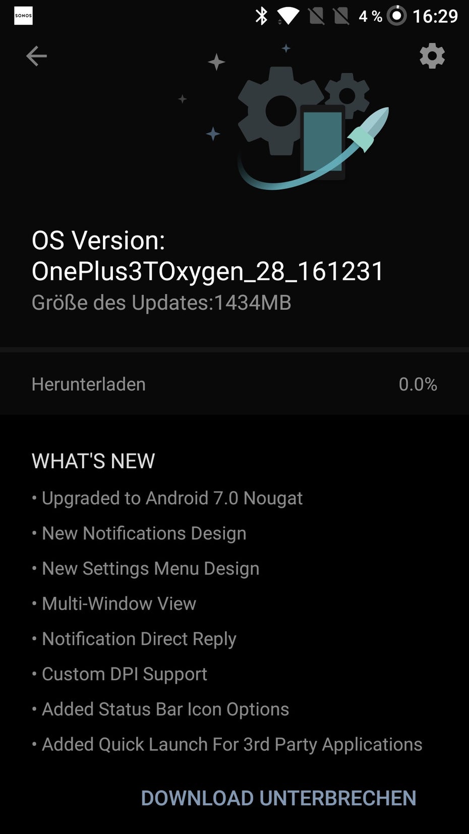 Oneplus hat das Nougat-Update für das Oneplus 3T am 31.12.2016 veröffentlicht. (Bild: t3n)