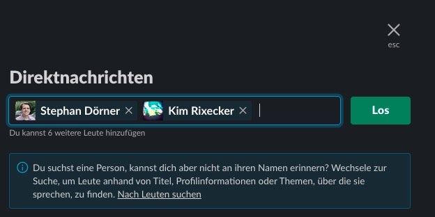 Ein Gruppenchat dient dem Austausch in kleinen Gruppen, ohne gleich einen neuen Kanal anlegen zu müssen. (Screenshot: t3n, Slack)