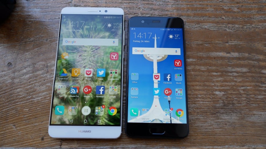 Huawei P10 vs Huawei Mate 9. (Foto: t3n)