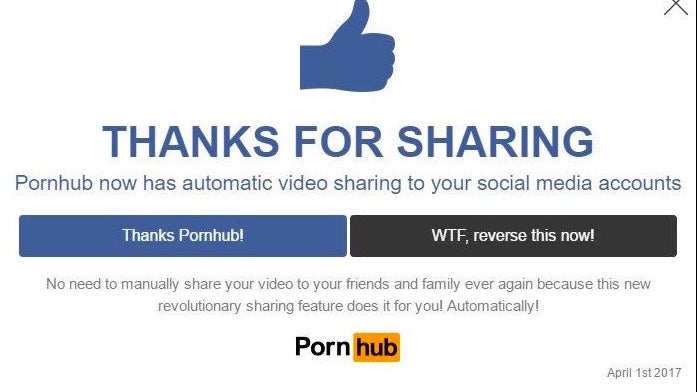 Pornhub teilt auf Facebook, was du gesehen hast: Das ging am 1. April viral Pornhub teilt auf Facebook, was du gesehen hast: Das ging am 1. April viral