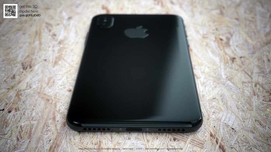 So könnte das iPhone 8 in Schwarz aussehen. (Renderbild: Martin Hajek)