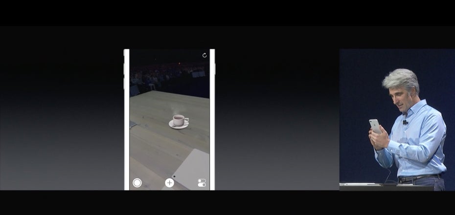 Mit der neuen ARKit-API lassen sich beispielsweise Objekte im Raum platzieren. (Screenshot: Apple)