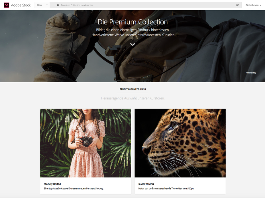 Mit Stocksy will Adobe für mehr hochwertige Bilder in seinem Stockfoto-Dienst sorgen. (Screenshot: Adobe Stock)