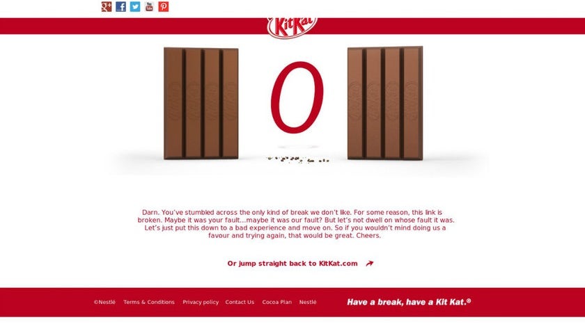 So kreativ kann eine 404er-Fehlermeldung sein. (Screenshot: Kitkat)