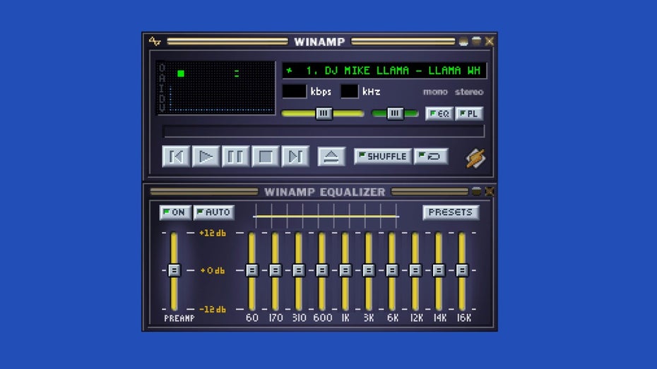 Winamp setzt jetzt auf NFT. (Screenshot: jordaneldredge.com/projects/winamp2-js/) Winamp: Kultplayer eurer Jugend zielt jetzt auf Krypto-Bros ab