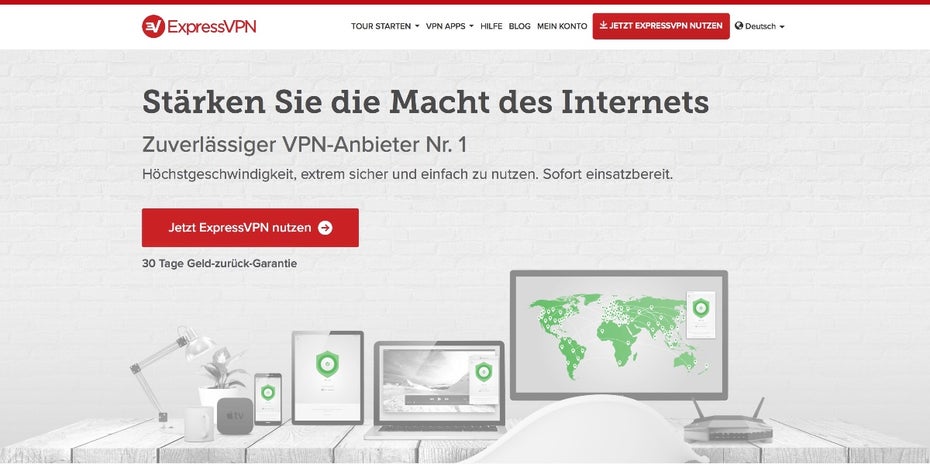 Neben den Apps für die üblichen Plattformen gibt es von ExpressVPN auch Browser-Erweiterungen für Chrome und Firefox. (Screenshot: expressvpn.com)