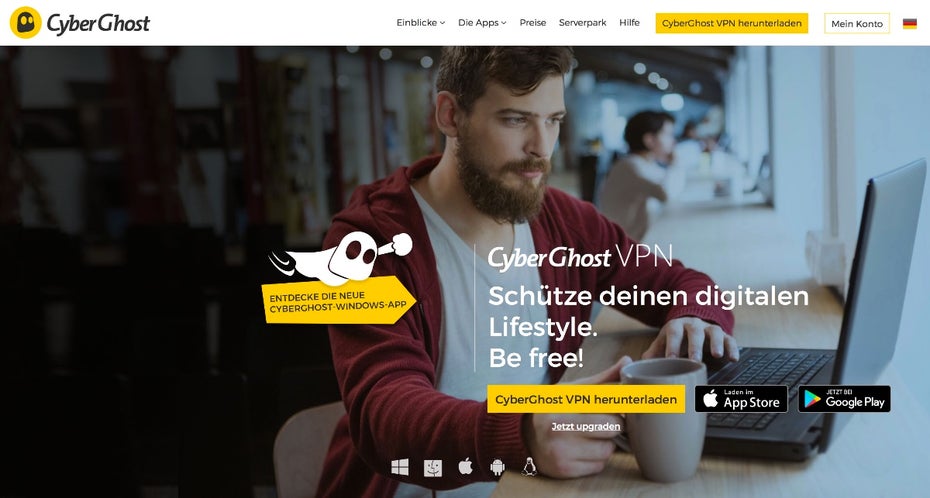 Cyberghost unterstützt besonders viele Geräte, unter anderem auch Smart-TVs. (Screenshot: cyberghostvpn.com/t3n.de)
