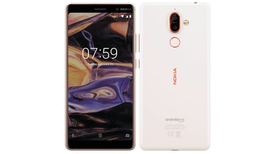 Das Nokia 7 Plus in Weiß mit rosegoldenen Details. (Bild: HMD Global)