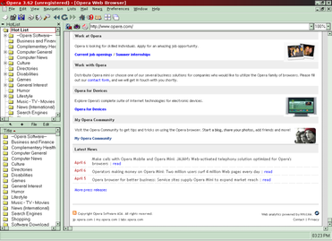 1996: Opera erschien in einer ersten öffentlichen Version. Hier Version 3.62 von 1999. (Screenshot: Wikipedia)