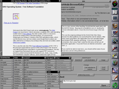 1990: Der Weltweit erste Webbrowser: WorldWideWeb. (Screenshot: Wikipedia)
