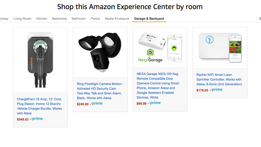 Bei Amazon erhältliche Produkte, die im Garten und in der Garage im Modellhaus verbaut wurden. (Screenshot: Amazon)