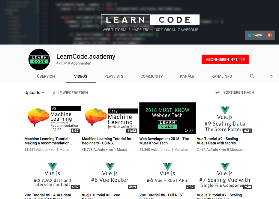 LearnCode.academy bietet alles von HTML und CSS über Javascript bis hin zu Docker. (Screenshot: t3n.de)
